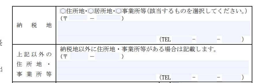 開業届の納税地欄
